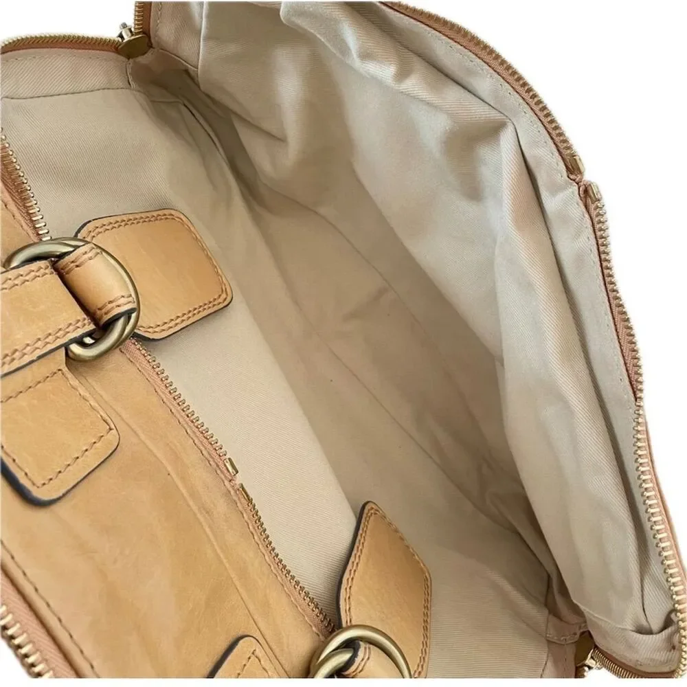 Chloé Quilted Leather Bay Handbag Camel Brown Satchel for Women - Picture 7 of 7